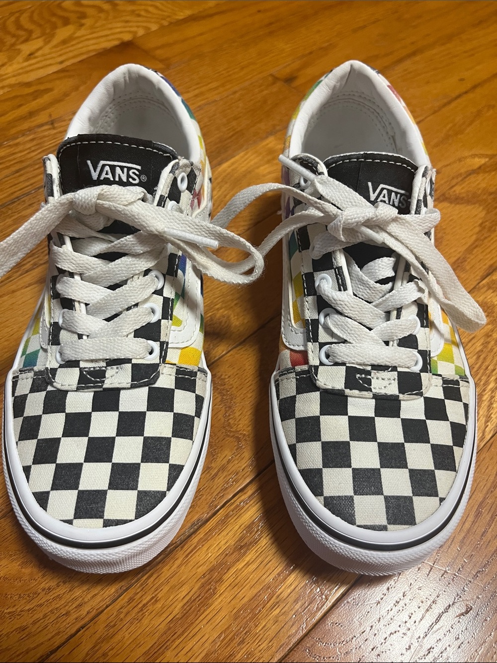 Kids Classic Vans with Mulit-Colored Checkerboard